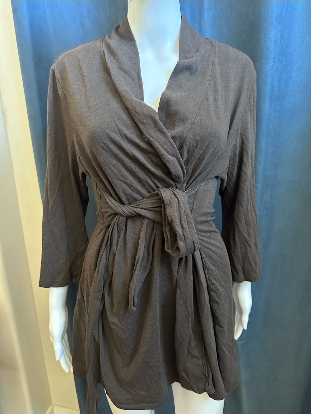 Alfani Premium Supima Cotton Modal Wrap Cardigan Brown XL